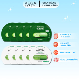  Combo Mix 10 Miếng Mặt Nạ BNBG Tràm Trà Và BNBG Vita Genic Xanh Lá Phục Hồi Da Dầu Mụn 