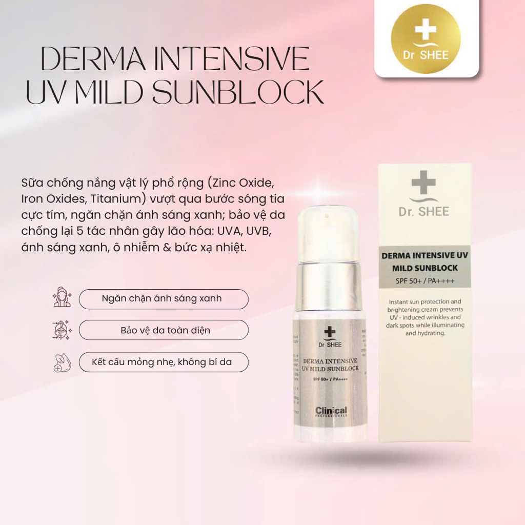 [ Mẫu mới ] Kem chống nắng Dr Shee 40ml dành cho da dầu, mụn. Chống nắng quang phổ rộng SPF 50, PA++++.
