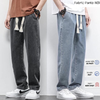  Quần jean nam baggy CẠP CHUN BẢN TO ống rộng Fabric Pants N81,Quần Bò Nam chun CẠP CAO phom Suông Chỉnh Eo Chất... 