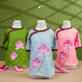  Đồ Lam Đi Chùa Cho Thú Cưng Cho Chó Mèo Áo Lam Thêu Sen Quần Áo Thú Cưng HihaPets 