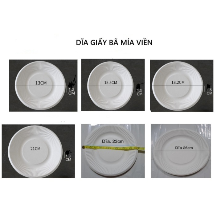 Set 10 dĩa giấy BMD tròn viền.