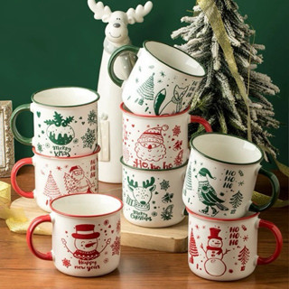   Tặng muỗng và thiệp  Ly sứ cốc sứ cà phê hoạ tiết Giáng sinh Merry Christmas dung tích 320ml 