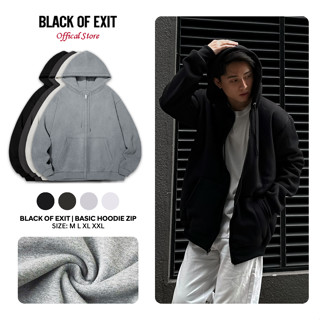 Áo Hoodie Zip TRƠN khoác nỉ bông kéo khoá BLACK OF EXIT Basic Cotton Unisex nam nữ Local Brand