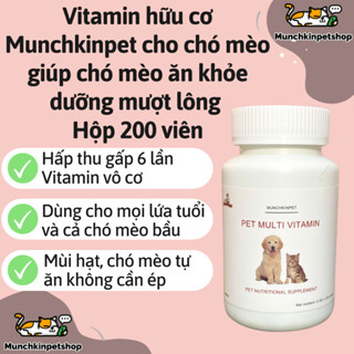  Vitamin tổng hợp cho chó mèo Munchkinpet 200v dinh dưỡng toàn diện dưỡng lông tốt cho chó mèo bầu 