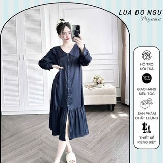 Đầm Tiểu Thư, Váy Ngủ chất liệu lụa latin tay dài mềm mịn < 65KG