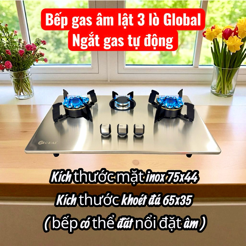 Bếp gas âm 3 lò cao cấp Global