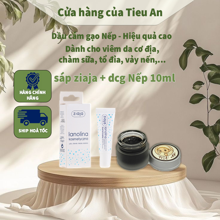 COMBO | Dầu Cám Gạo NẾP 10ml + Sáp Ziaja (tặng kèm) Cho Viêm Da Cơ Địa, Vảy Nến