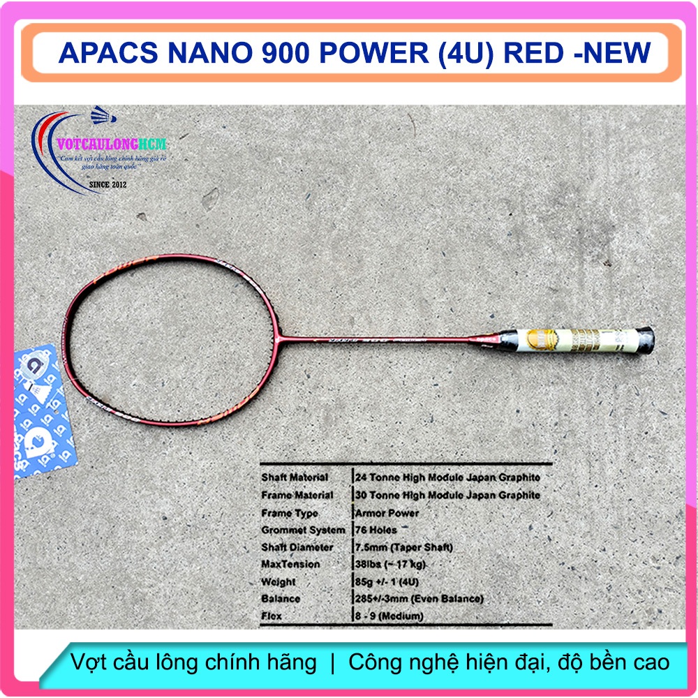 Vợt cầu lông Apacs Nano 900 Power - 4U đỏ NEW24 | Vợt chính hãng, đánh phong trào, gia tăng độ bền khung | BigBuy360 - bigbuy360.vn