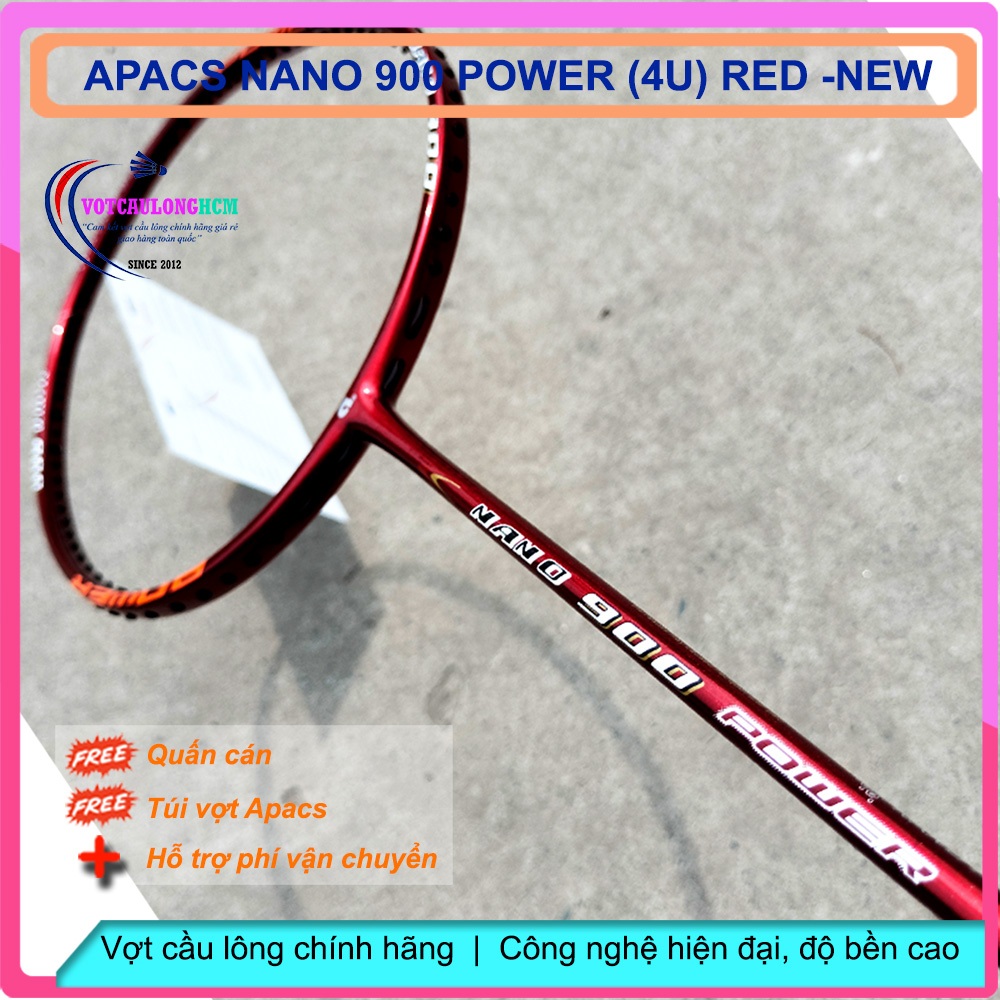 Vợt cầu lông Apacs Nano 900 Power - 4U đỏ NEW24 | Vợt chính hãng, đánh phong trào, gia tăng độ bền khung