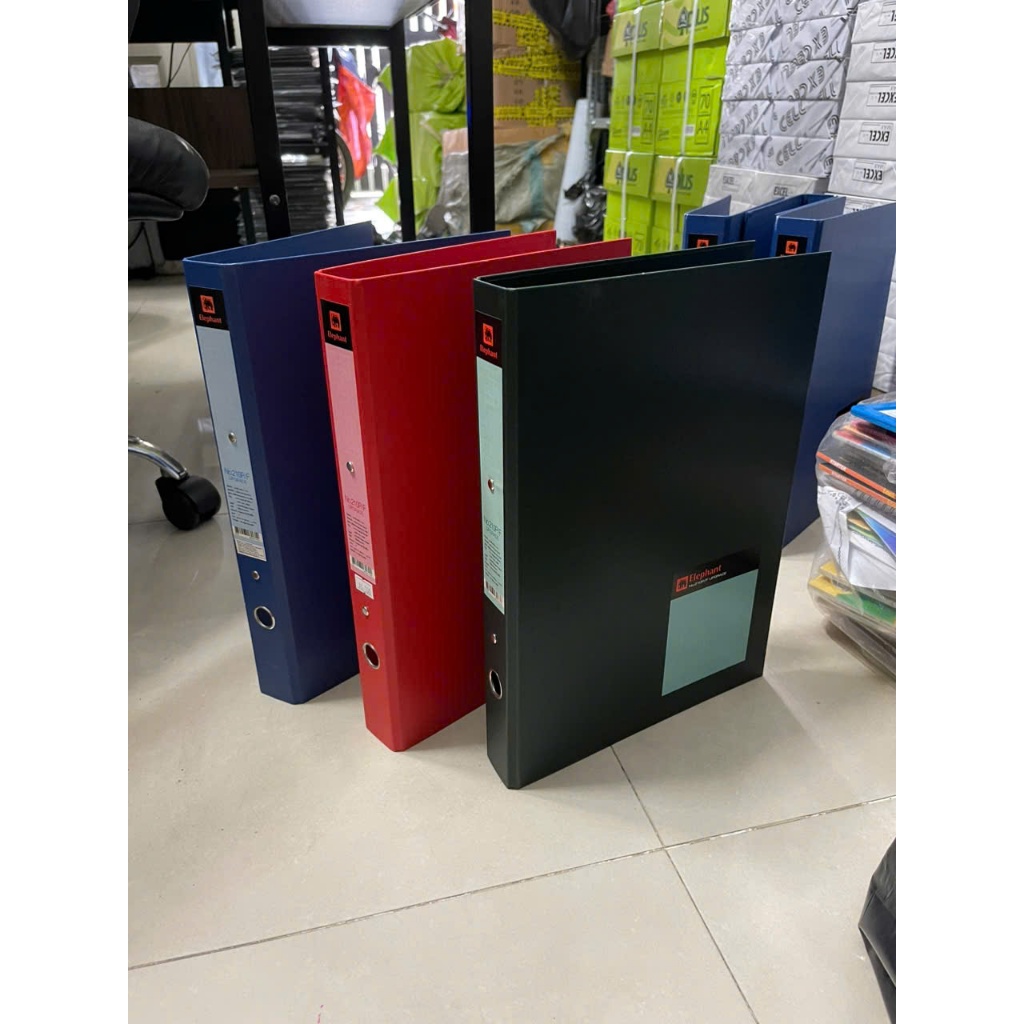 Bìa còng nhẫn F4 3F5 Elephant , bìa hồ sơ, bìa còng cua nhựa 3.5f xanh dương