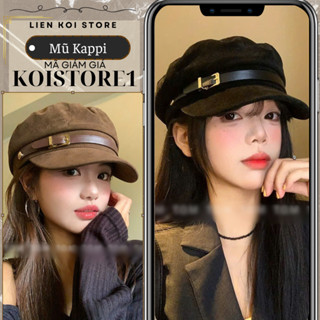  Mũ Kappi Da Lộn Viền Đai Da Mũ Nồi Beret Nam Nữ Cá Tính 