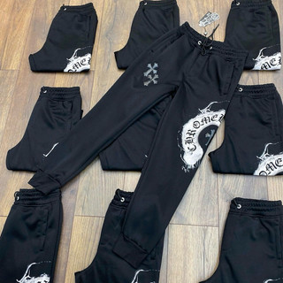 Quần nỉ dài jogger thể thao nam Chrome Hearts đùi thêu thánh giá da cạnh đùi in vòng tròn chữ hãng