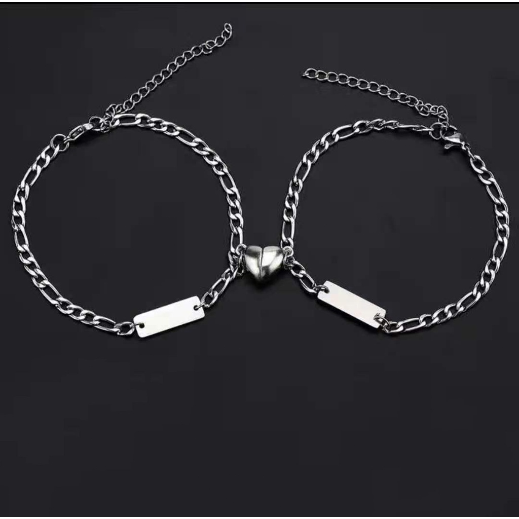 2 Gói DIY Miễn Phí Khắc Tên Ngày Tình Yêu Nam Châm Vòng Tay Kỷ Niệm Cặp Đôi Thẻ Vuông Khắc Cặp Đôi V