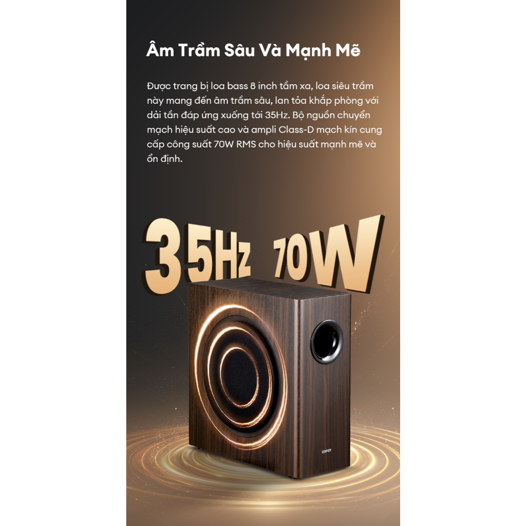 Loa Âm Trầm EDIFIER T5S | Công Suất Cực Đại 70W | Loa Bass 8 Inch | Khuếch Đại Âm Thanh Class D | Bảo Hành 15 Tháng | BigBuy360 - bigbuy360.vn