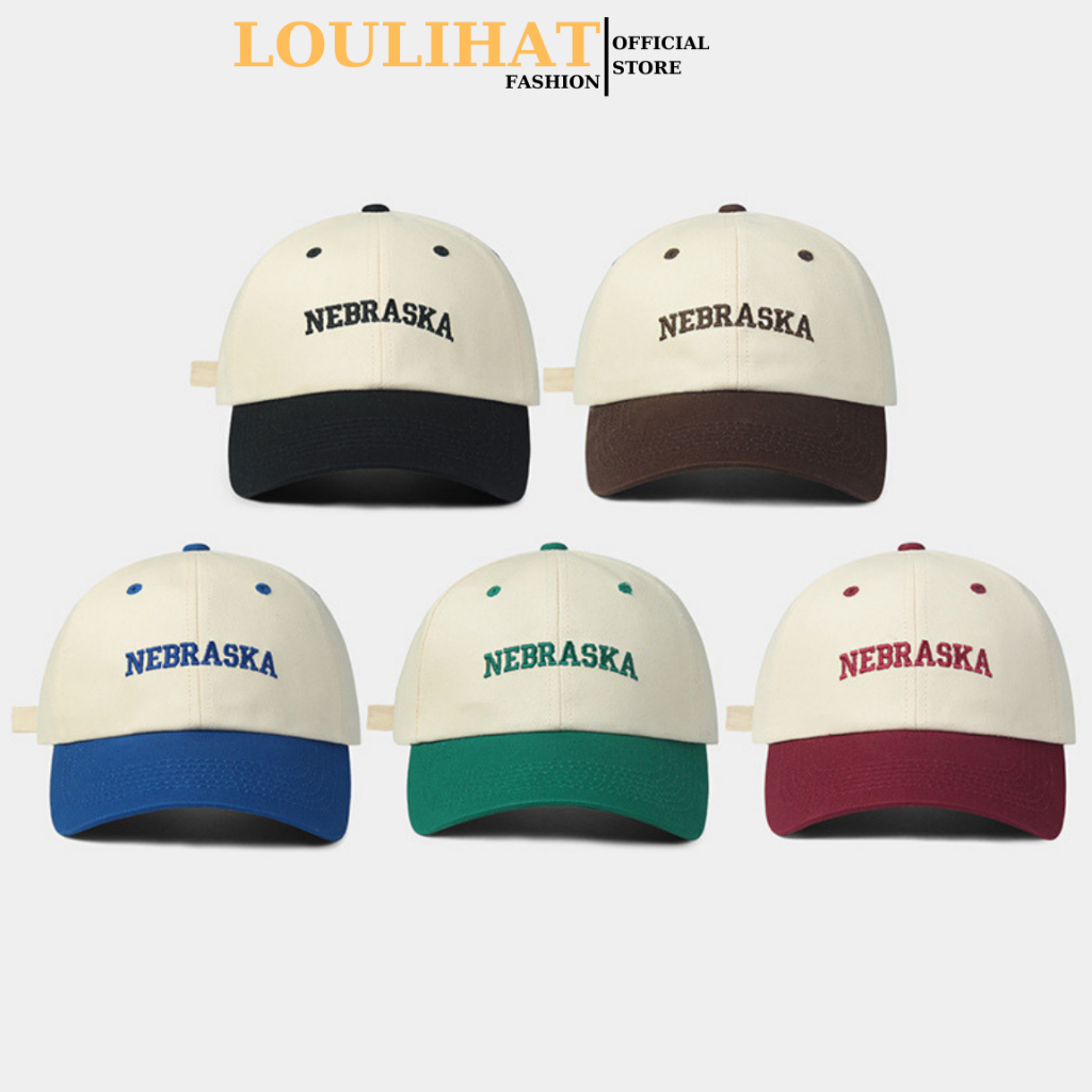 Nón lưỡi trai nam nữ thể thao Nebraska LOULIHAT, mũ kết chống nắng phối 2 màu thời trang Hàn Quốc
