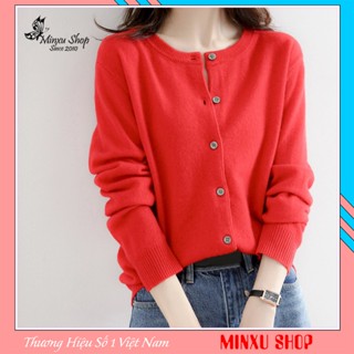 Áo Len Nữ, Áo Len Cadigan Dài Tay Cổ Tròn Dễ Thương, Chất Len Mềm Mịn Hàn Quốc Minxu Shop CE