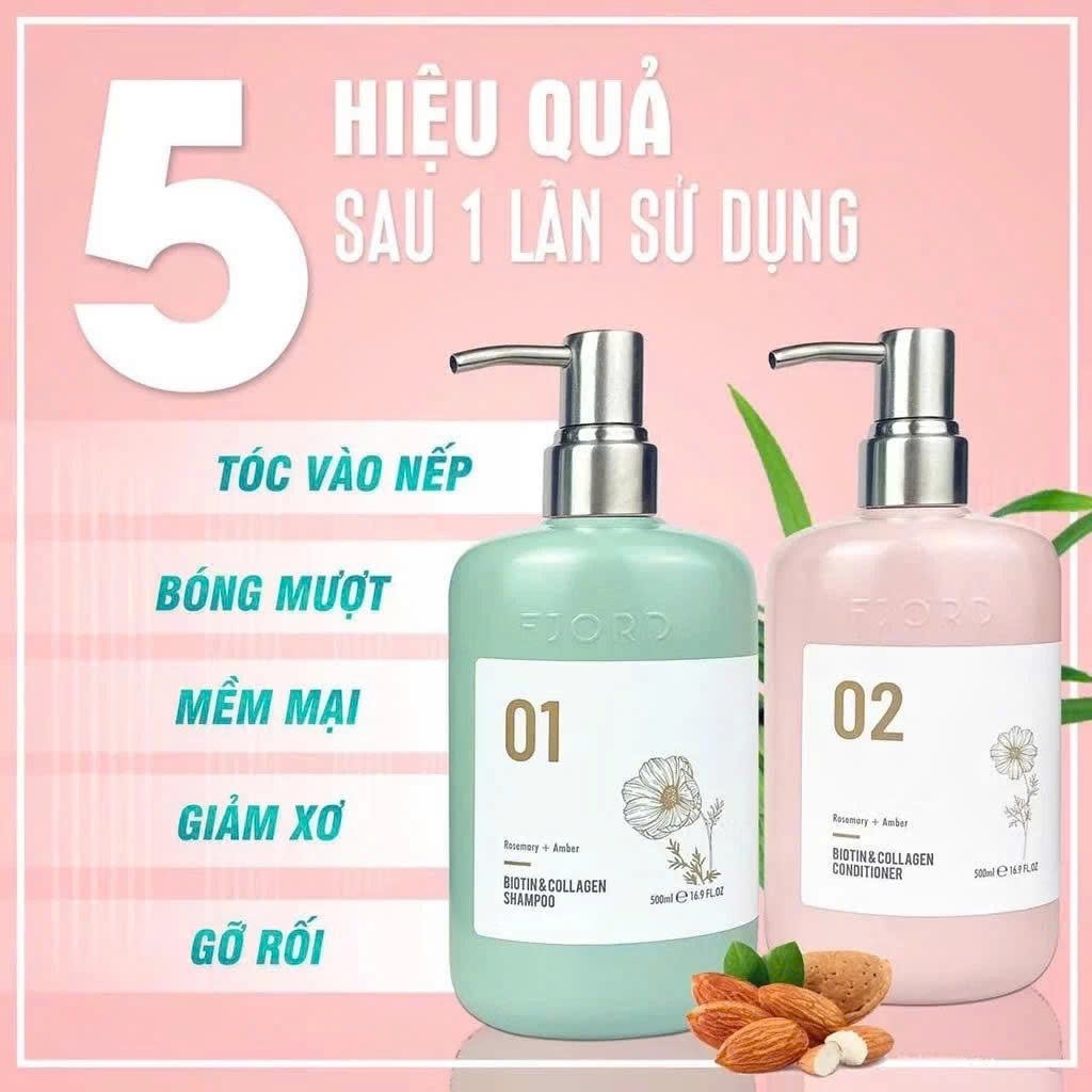 Cặp dầu gội xả cao cấp FJORD, siêu thơm nước hoa, siêu mềm mượt, kích thích mọc tóc 500ML x 2