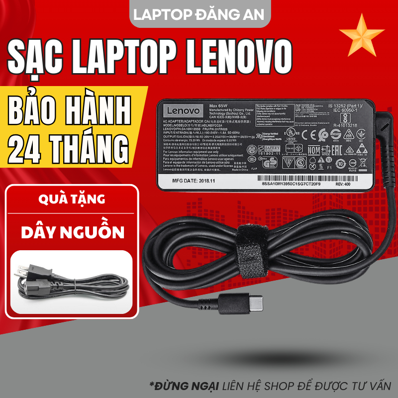 Sạc Laptop LENOVO 65W/ 90W - Sạc LENOVO Type C/ Chân Nhỏ/ Chân Vuông Dùng Cho ThinkPad BH 24T