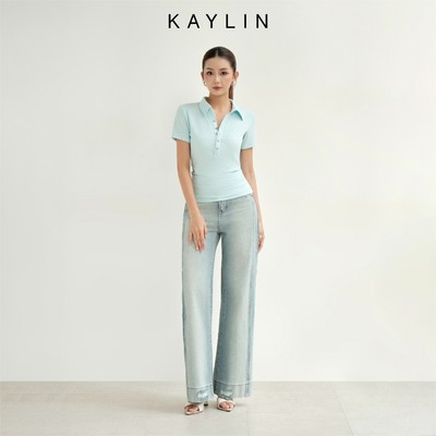 Quần JEAN KAYLIN form suông phối nút chất vải denim dầy dặn phong cách BST Hè 2025 - N2468