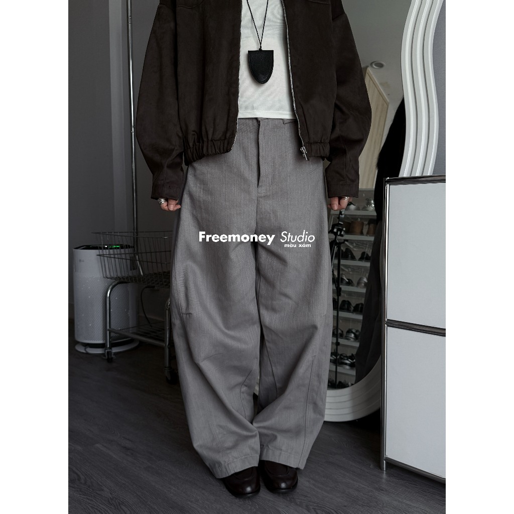 Quần kaki ống cong nam nữ casual pants trơn basic Loose Pants Minimalism Freemoney Studio