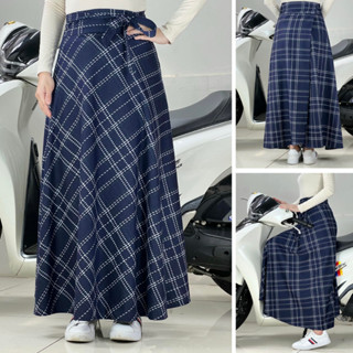 Váy quây chống nắng cột dây xòe tròn gợn sóng tà rộng eo dưới 100cm chiều dài váy 96cm cao dưới 1m63