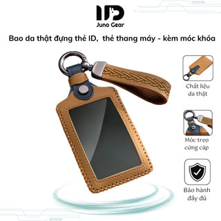 Bao da thật đựng thẻ ID kèm móc khóa, bảo quản thẻ xe, thẻ thang máy, thẻ quẹt từ _ HV-046