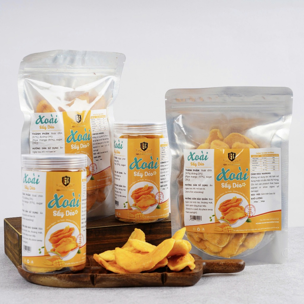 Túi zip 500gram xoài sấy dẻo xuất khẩu (HÚT CHÂN KHÔNG) - Gia Khiêm Food