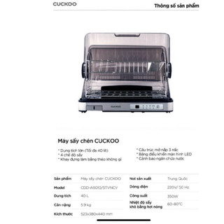 Máy sấy chén 40 lít Cuckoo CDD-A9010/STVNCV