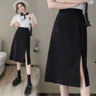 Chân Váy Dài Công Sở Dáng Trơn Cạp Lưng Cao Chất Tuyết Mưa Chân Váy A 2 Loại Xẻ Tà Sau - Trước Dáng Dài 808