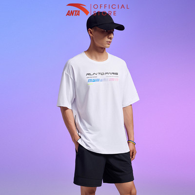 ANTA Nam Racing Run Áo thun ngắn tay thể thao chạy bộ tập gym Pickleball Badminton Tennis 1524C5113