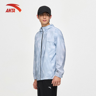 [UPF50+] ANTA Áo khoác gió thể thao nam A-UV PROTECT Áo khoác chống nắng tập gym chạy bộ 1524B7621