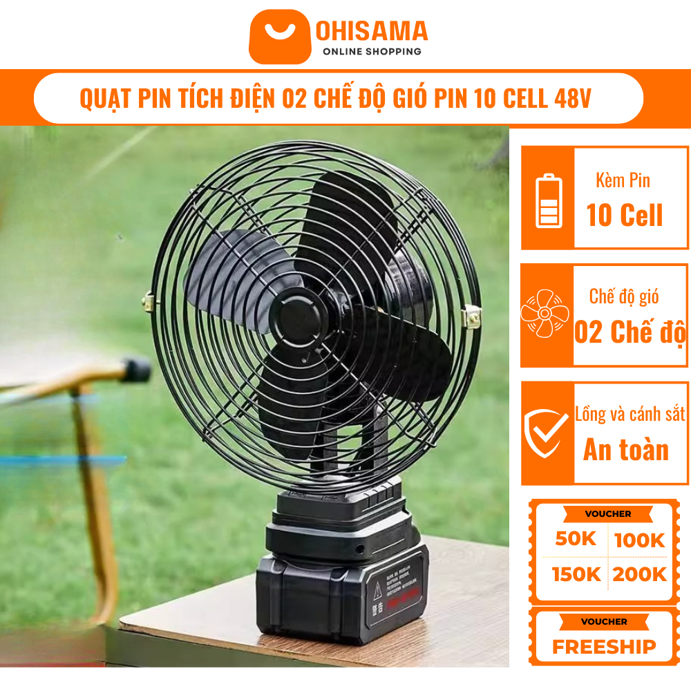 Quạt Tích Điện Mini VOVI Để Bàn Pin 10 Cell Làm Mát Cực Nhanh, Sử Dụng Liên Tục Nhiều Giờ