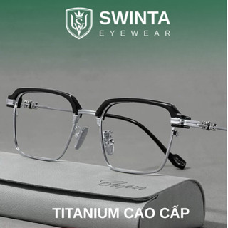  Gọng kính Vuông SWINTA 090 nửa viền – Gọng kim loại Titanium cao cấp Càng kính Titan sang trọng – Thời trang nam nữ 