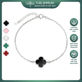  Lắc tay bạc nữ TLEE charm hoa cỏ bốn lá đơn ngũ sắc sang trọng đá 10mm TLEE JEWELRY LT0476 