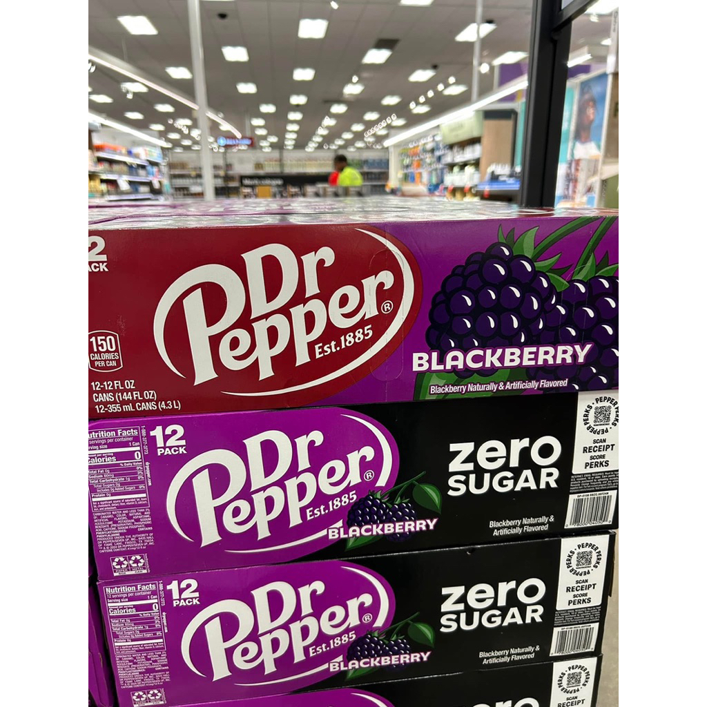 🥤🫐 NƯỚC NGỌT CÓ GA DR PEPPER BLACKBERRY QUẢ MÂM XÔI 355ML THÙNG 12 LON MỸ
