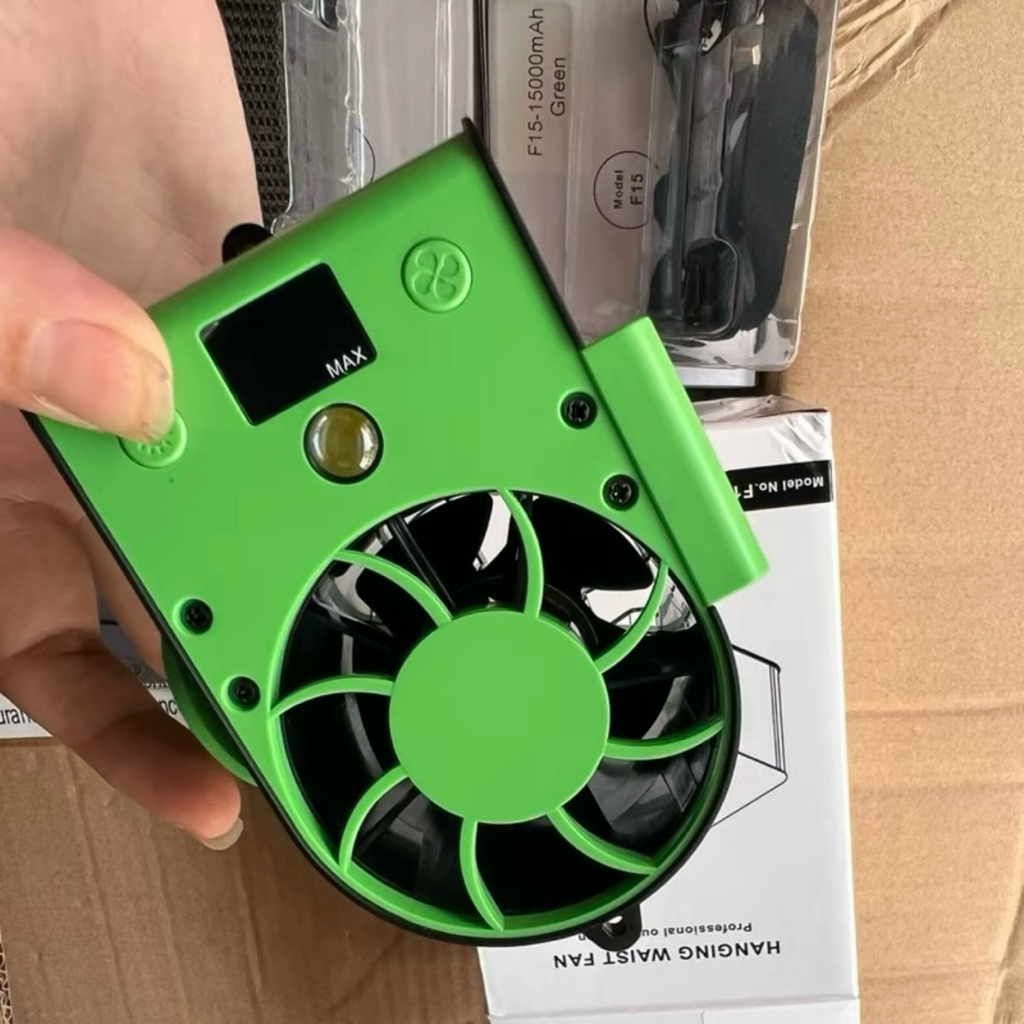 Quạt đeo thắt lưng f17 15000mah có 7 cấp độ gió, thời lượng pin liên tục 12h, quạt gài quần làm mát 