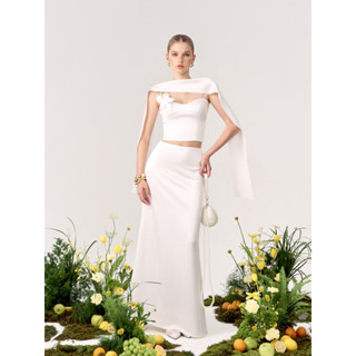  set áo và chân váy lụa kèm khăn và hoa cài thích hợp dự tiệc - Thalia set - RED BEAN 