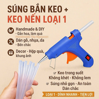 Combo Súng Bắn Keo 20w + Keo Nến Trong Suốt Loại 1 – Nhỏ Gọn Bền, An Toàn, Siêu Dính Handmade DIY