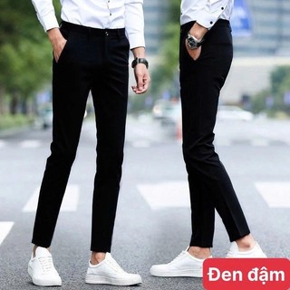  Quần tây âu nam màu đen HAVADOSHOP quần tây công sở học sinh form ôm slimfit chất kiệu kate co dãn nhẹ thoải mái C1 mới 