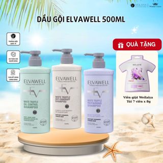   Gội lẻ  Dầu gội Elvawell Nấm Truffle phục hồi tóc hư tổn giảm gàu sạch dầu bết 500ml 
