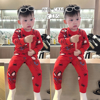 Bộ Thu Đông Dài Tay Cho Bé, Bộ Nhện Đỏ Mavel Dài Tay Chất Cotton Zip Cho Bé - Nhà Cam