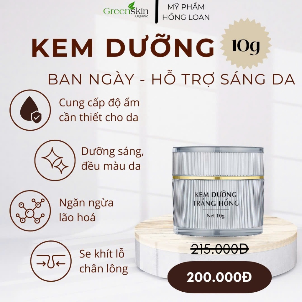 Kem Dưỡng Trắng Hồng Ban Ngày 10G GREENSKIN ORGANIC