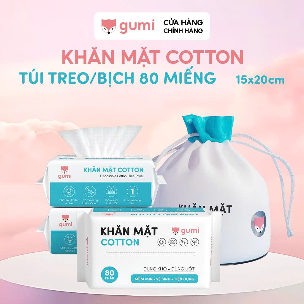 Khăn mặt khô Gumi dùng 1 lần lau khô, lau ướt - Khăn lau mặt dùng một lần