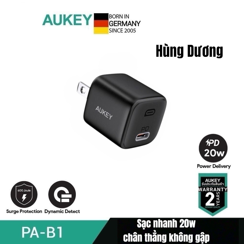 Củ sạc nhanh Aukey 20w siêu nhỏ gọn, bản quốc tế sạc nhanh mọi thiết bị