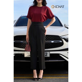 Quần Baggy Nữ CCHAT Kiểu Cạp Bấu Ly Chất Liệu Tuytsi Cao Cấp 15QDS2037BT