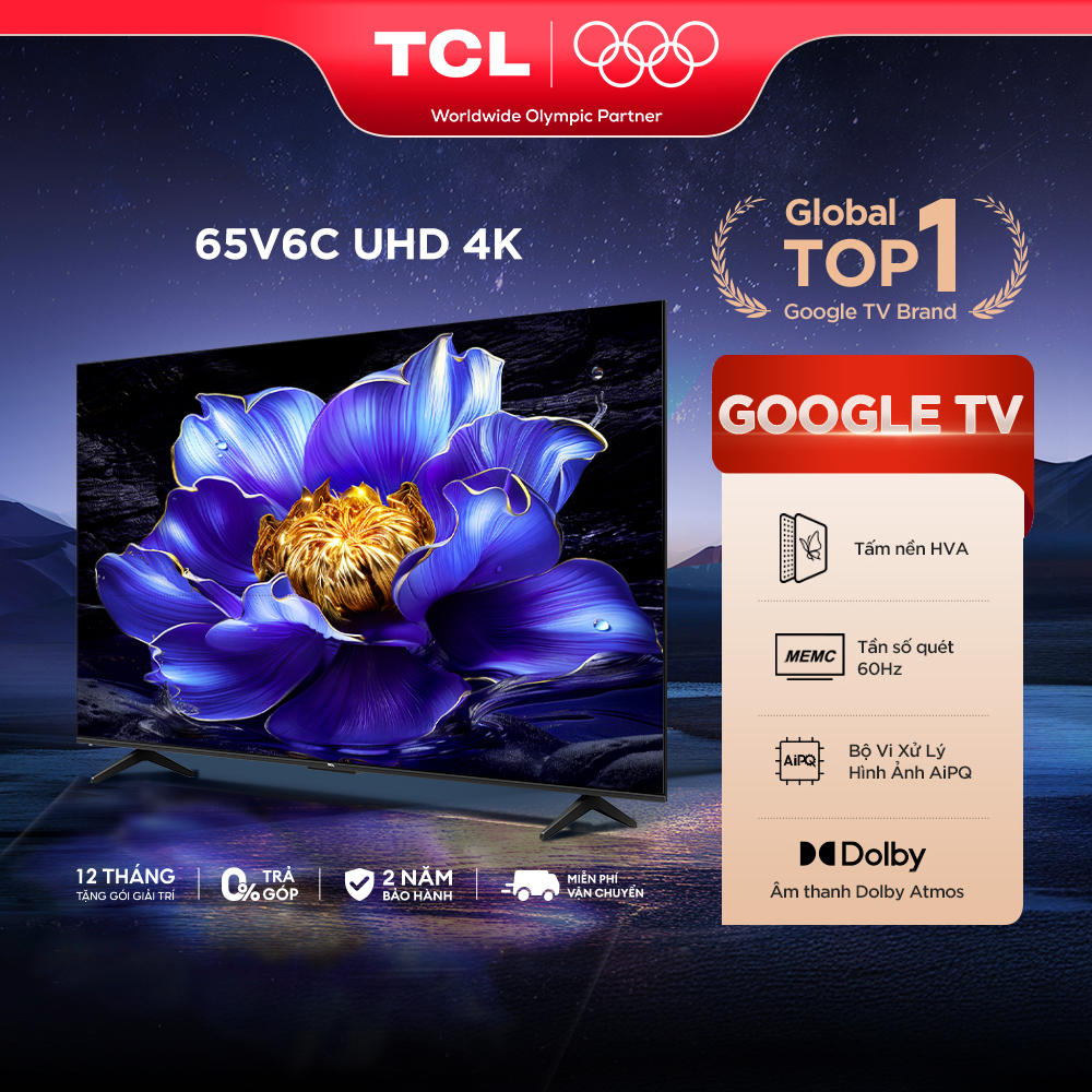 Google TV TCL V6C 4K HDR Dolby Audio - 65/75INCH - Mới 2025
