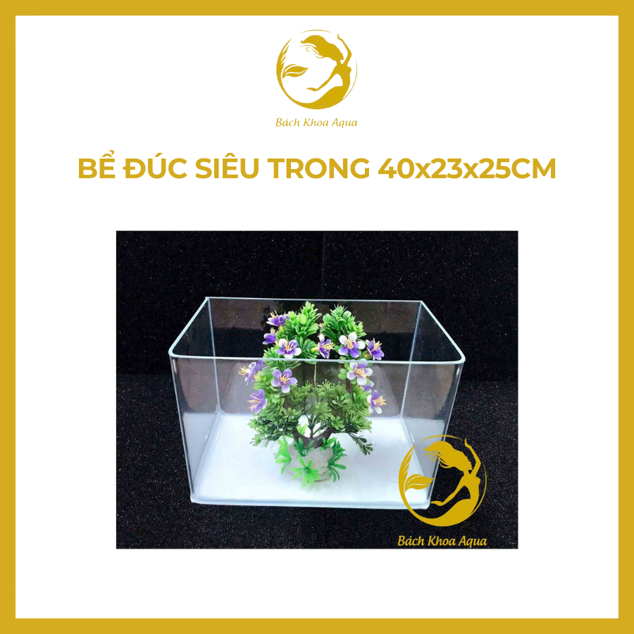 Bể đúc siêu trong 40x23x25cm - Bể đúc kính trong đẹp, 2 góc bo tròn thẩm mỹ