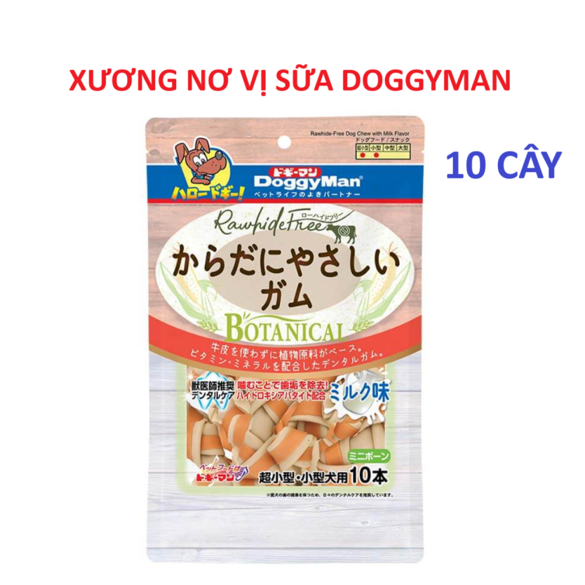 Xương nơ hương SỮA DoggyMan 10 cây- Snack huấn luyện/  Bánh thưởng cho chó Doggyman