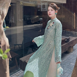  Áo dài cách tân 4 tà LINN Design thêu ruy băng Họa Thủy 