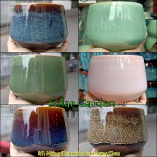 [FREESHIP] Chậu sứ trồng cây - sen đá - để bàn hình KIM  CƯƠNG THẤP S1 (12x9cm) - Solar Garden